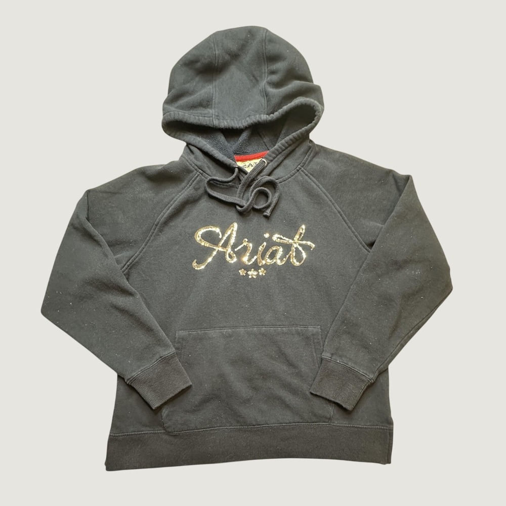 Ariat Hoodie Womens M Real Navy Blue Sequin Logo Fleece Sweatshirt 10028074
